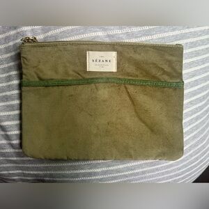 Sézane Olive Green suede pouch